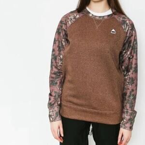 BURTON Brown Oak Crewneck‎ Floral Print Pullover Sweatshirt Sweater Size Medium